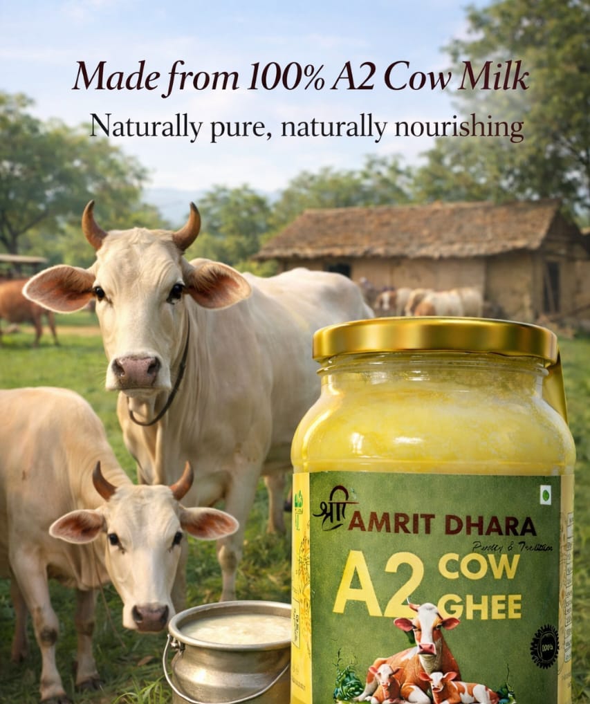 Shri Amrit Dhara A2 Cow Ghee — jar with cows in background